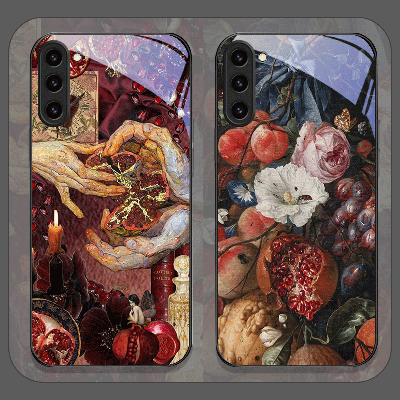 Samsung Galaxy S24 - الفاخرة زهرة الرمان نمط الزجاج المقسى